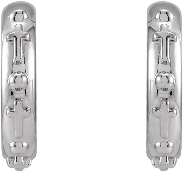 Platinum Rosary Hoop Earrings - view 2