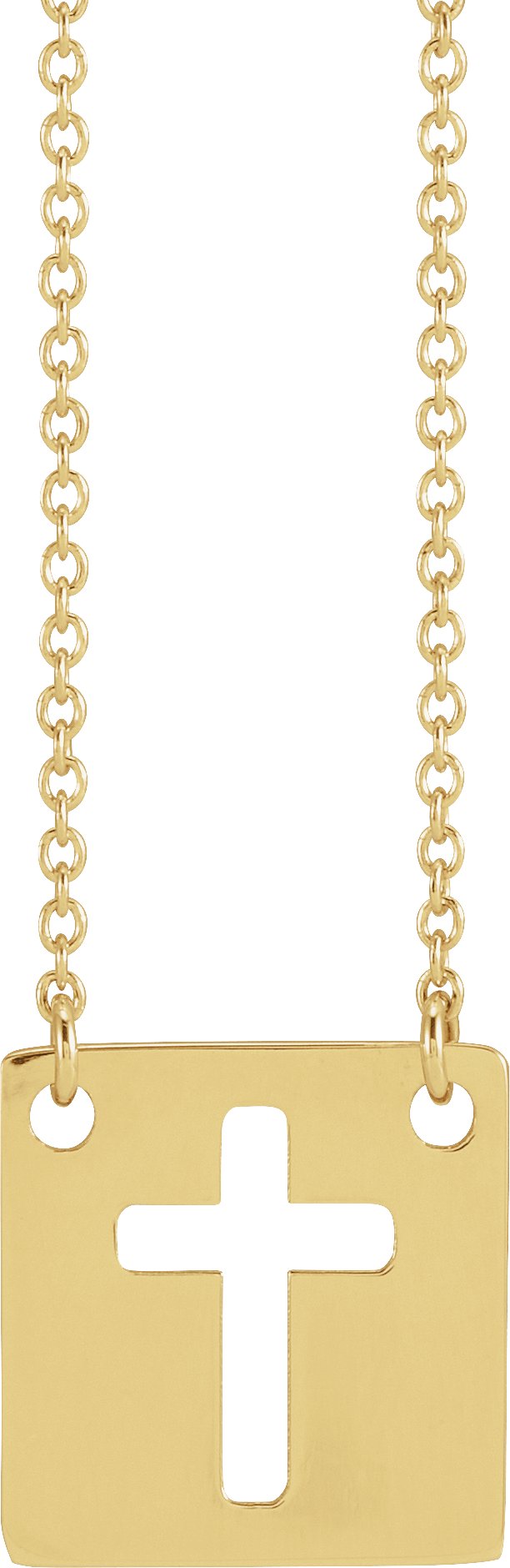 14K Gold Pierced Cross Necklace - Yellow Gold