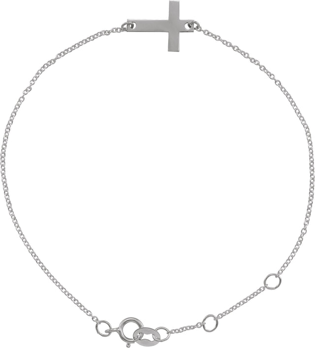Platinum Engravable Cross Bracelet