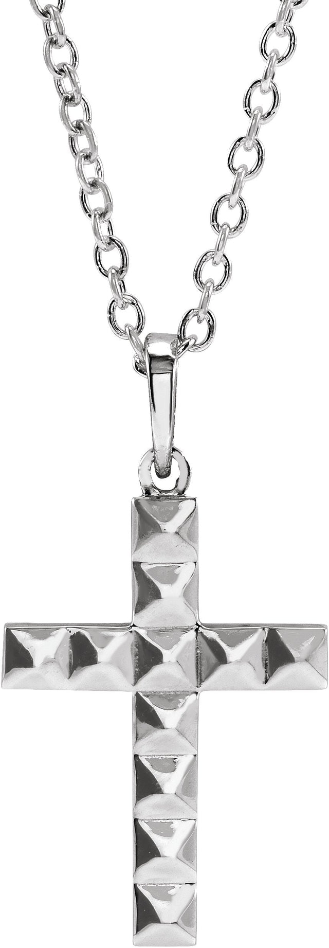 Platinum Pyramid Cross Necklace or Pendant