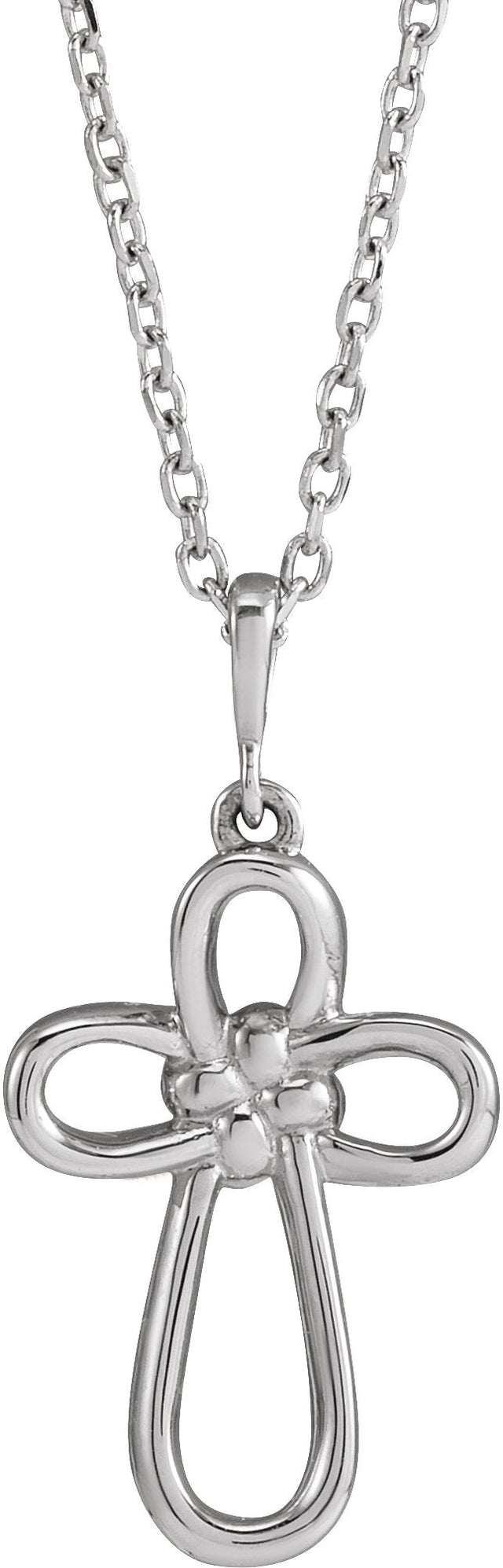 14K Gold Knotted Cross Necklace or Pendant - White Gold