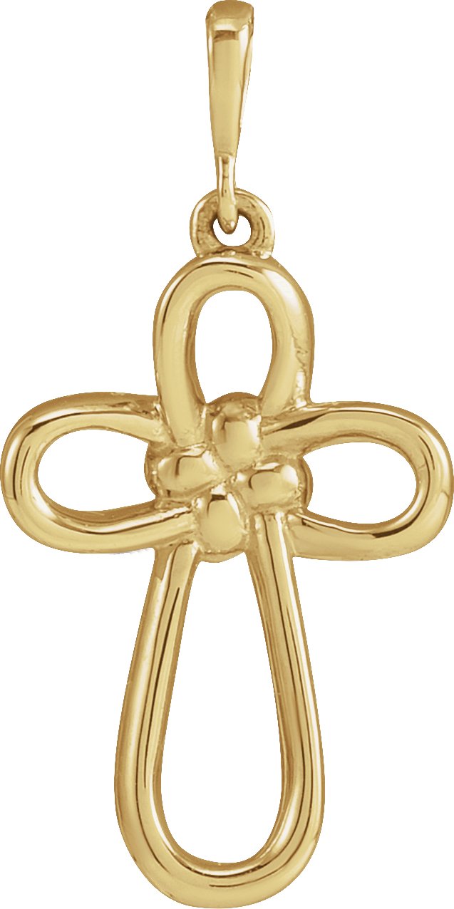 14K Gold Knotted Cross Necklace or Pendant - Yellow Gold