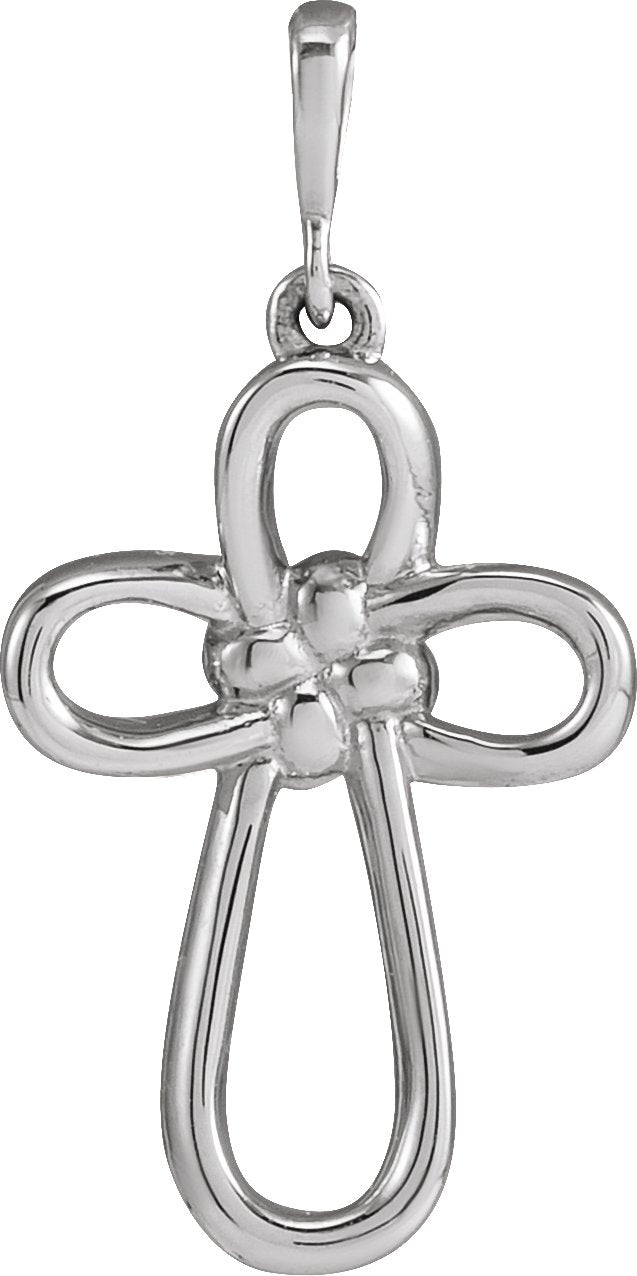 14K Gold Knotted Cross Necklace or Pendant - White Gold