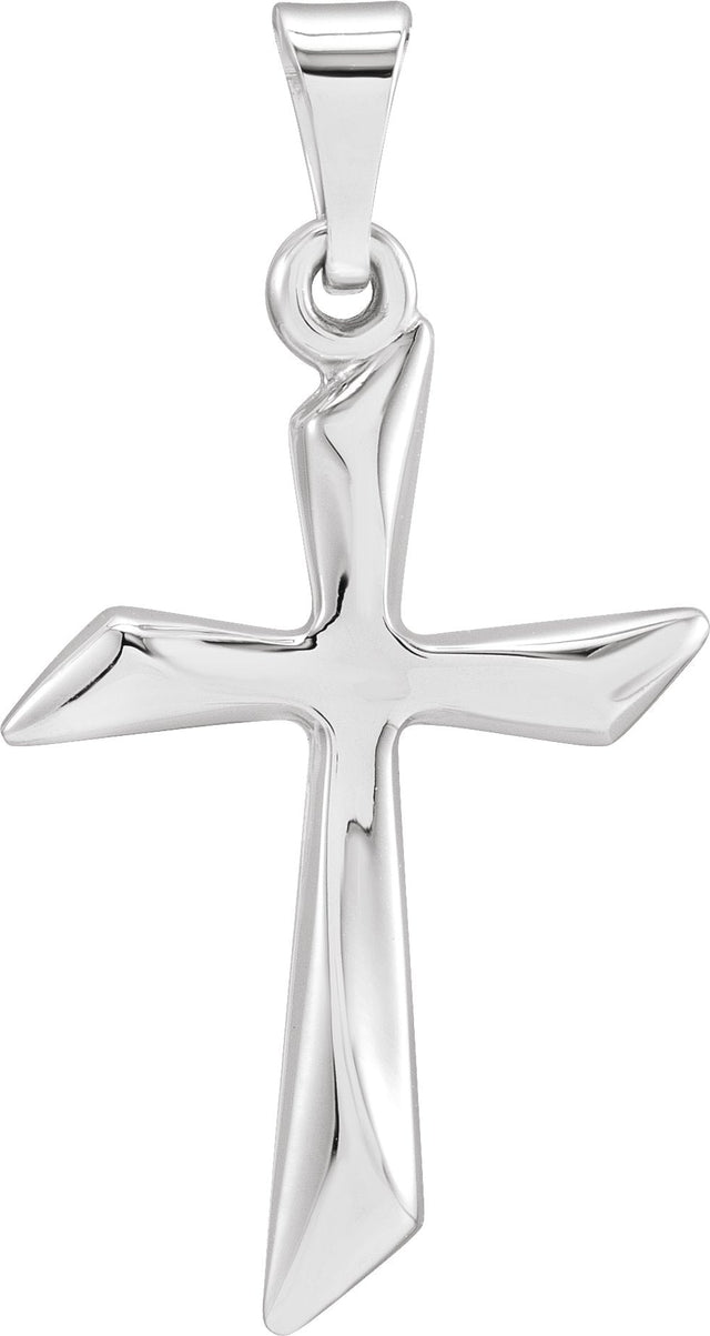 14K Gold Hollow Cross Necklace or Pendant - White Gold