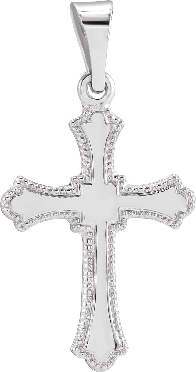 14K Gold Cross Pendant – 15x11mm - White Gold