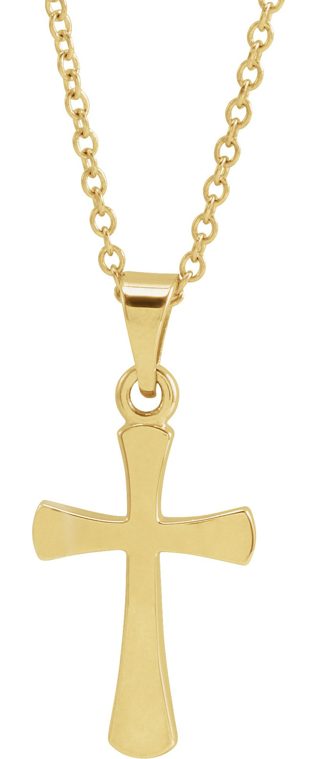 14K Gold Cross Necklace or Pendant – 16.11x8.04mm - Yellow Gold