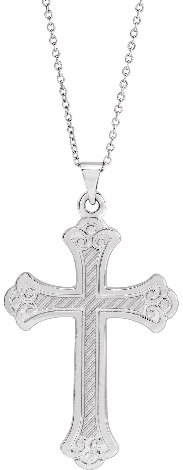 14K Gold Cross Necklace or Pendant – 26x18mm - White Gold