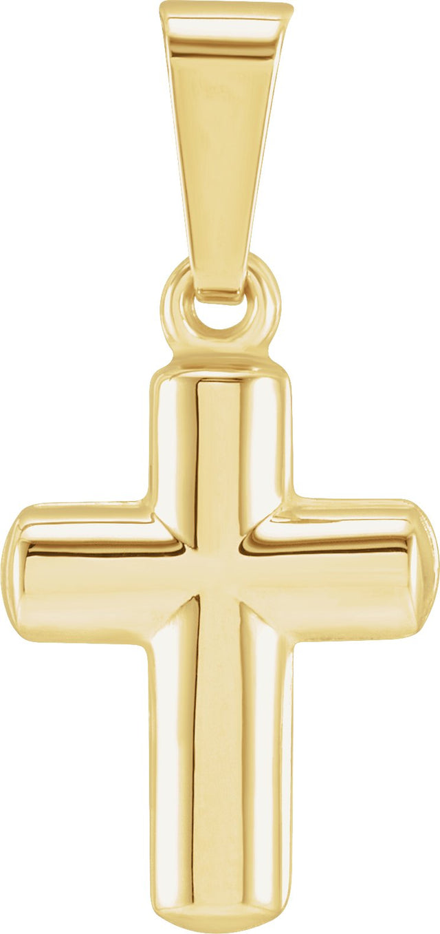 14K Gold Hollow Cross Pendant – 11.5x9mm