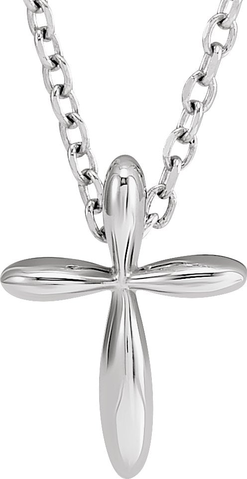 14K Gold Cross Necklace or Pendant – 10x7.72mm - White Gold