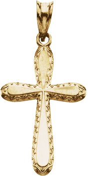 14K Gold Sculptural Cross Pendant