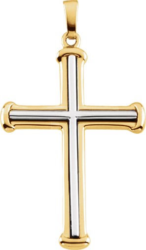 14K Gold Cross Pendant – 41.7x25mm