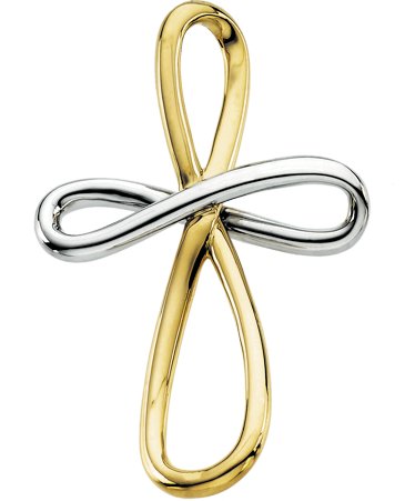 14K Gold Infinity-Inspired Cross Pendant - Two-Tone
