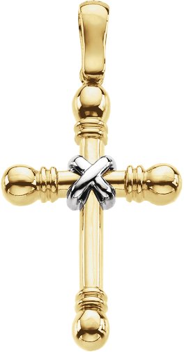 14K Gold Cross Pendant – 41.5x22.25mm - Two-Tone