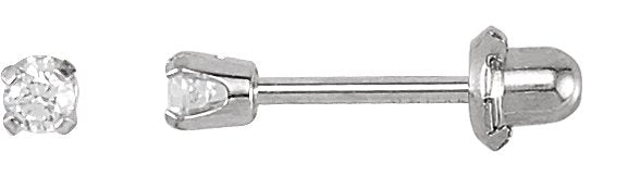 14K Gold Round White Cubic Zirconia Piercing Piercing Stud Earrings - White Gold
