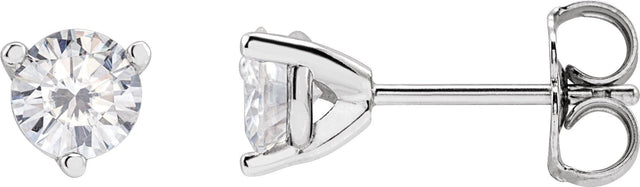 Platinum Lab-Grown Moissanite Round 3-Prong Stud Earrings