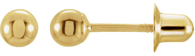 14K Gold Ball Earrings - Yellow Gold