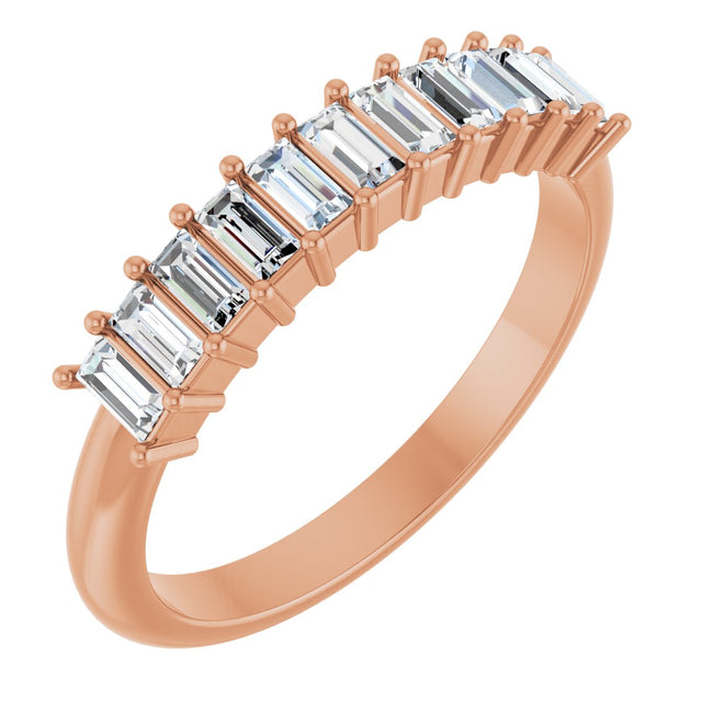 14K Gold Straight Baguette Lab-Grown Diamond Eleven-Stone Anniversary Band – 1/3–5/8 CTW - Rose Gold