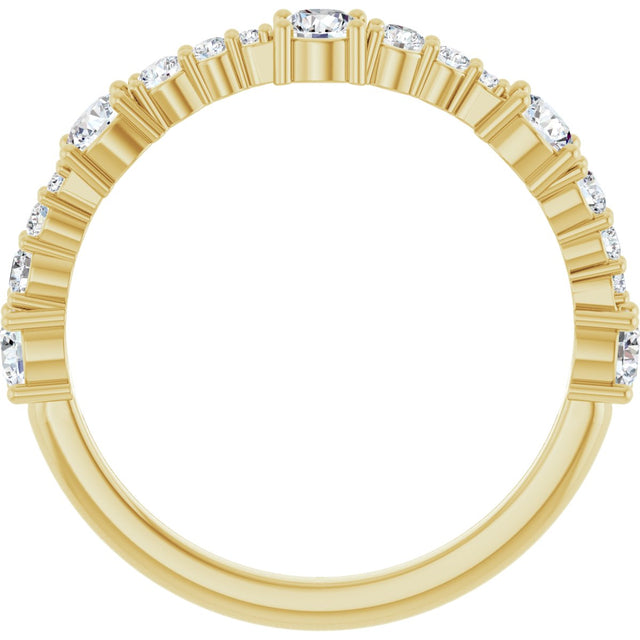 14K Gold Round Natural Diamond Anniversary Band – 5/8 CTW - Yellow Gold