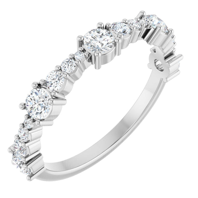 14K Gold Round Natural Diamond Anniversary Band – 5/8 CTW - White Gold