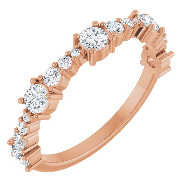14K Gold Round Natural Diamond Anniversary Band – 5/8 CTW - Rose Gold