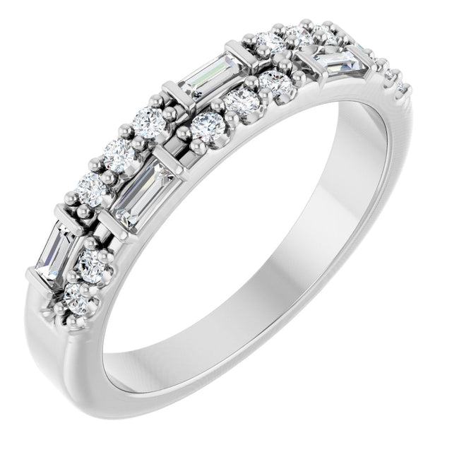 Platinum Straight Baguette Natural Diamond Anniversary Band – 1/3 CTW