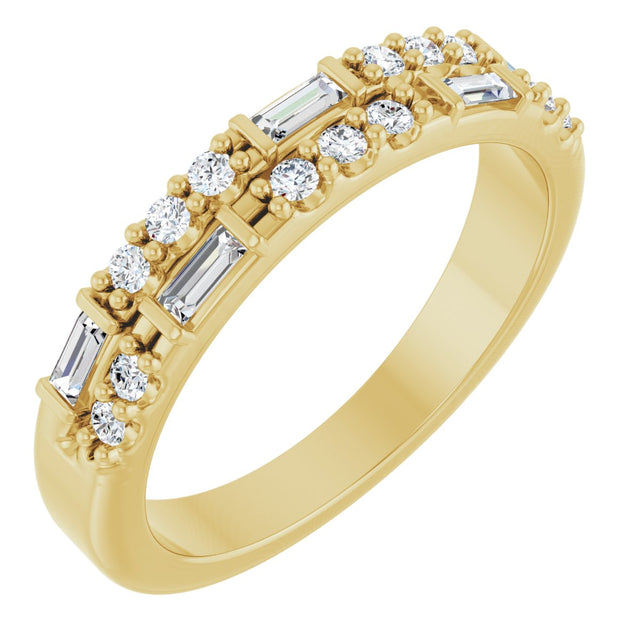 14K Gold Straight Baguette Natural Diamond Anniversary Band – 1/3 CTW - Yellow Gold