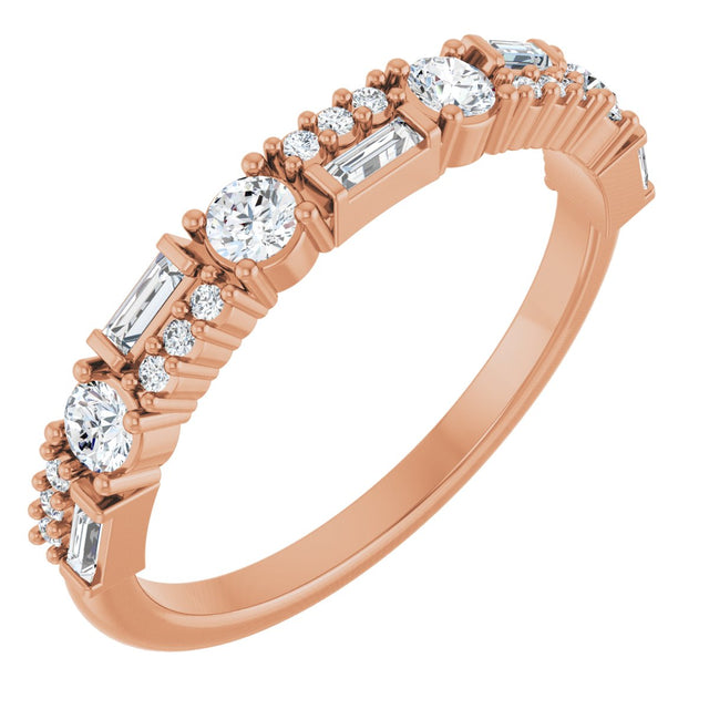 14K Gold Round Natural Diamond Anniversary Band – 3/8 CTW (Style 126383) - Rose Gold
