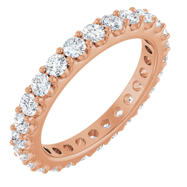14K Gold Round Natural Diamond Shared-Prong Eternity Band – 2.5 mm Stones (1 3/8–1 1/2 CTW) .0 - Rose Gold