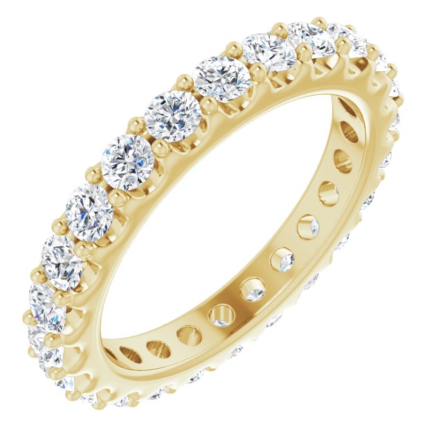 14K Gold Round Natural Diamond Shared-Prong Eternity Band – 2.5 mm Stones (1 3/8–1 1/2 CTW) .0 - Yellow Gold