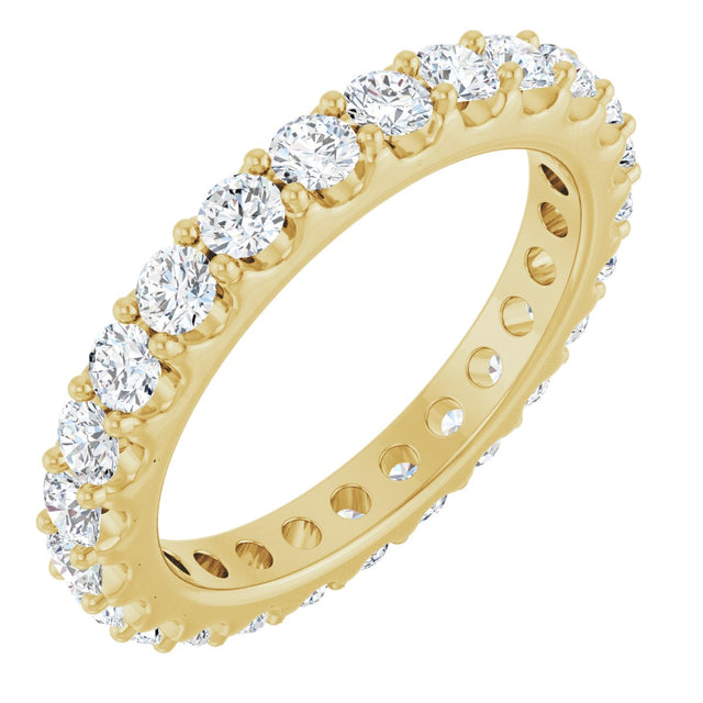14K Gold Round Natural Diamond Shared-Prong Eternity Band – 2.5 mm Stones (1 3/8–1 1/2 CTW) .0 - Yellow Gold