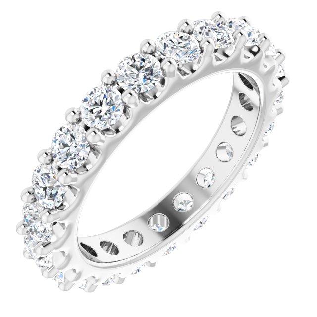 Platinum Round Natural Diamond Shared-Prong Eternity Band – 3 mm Stones (1 3/4–2 CTW)