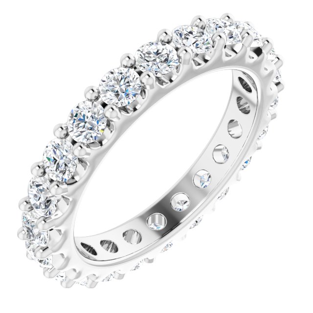 Platinum Round Natural Diamond Shared-Prong Eternity Band – 3 mm Stones (1 3/4–2 CTW)