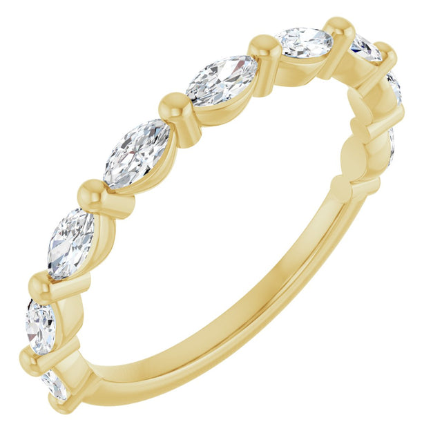 14K Gold Marquise Natural Diamond Shared-Prong Anniversary Band – 1/5–1/2 CTW - Yellow Gold