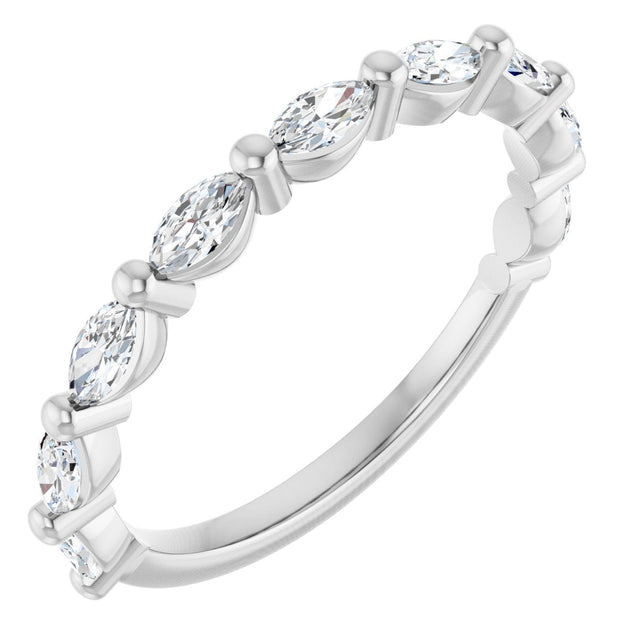 14K Gold Marquise Lab-Grown Diamond Shared-Prong Anniversary Band – 1/4–1/2 CTW - White Gold
