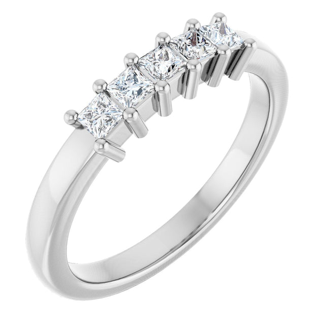 10K Gold Square Natural Diamond Five-Stone Anniversary Band – 1/3–1 1/4 CTW - White Gold