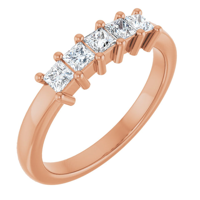 10K Gold Square Natural Diamond Five-Stone Anniversary Band – 1/3–1 1/4 CTW - Rose Gold