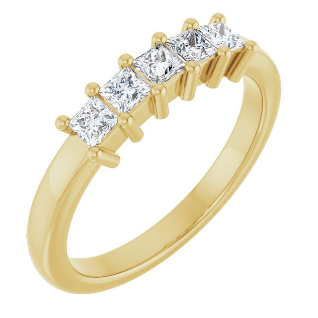 10K Gold Square Natural Diamond Five-Stone Anniversary Band – 1/3–1 1/4 CTW - Yellow Gold