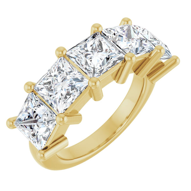 10K Gold Square Lab-Grown Diamond Five-Stone Anniversary Band – 1 9/10–7 CTW - Yellow Gold
