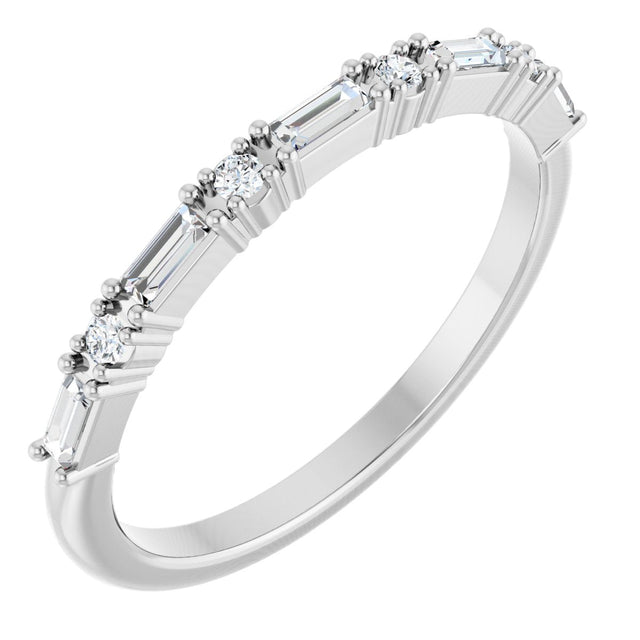 14K Gold Straight Baguette Natural Diamond Multi-Shape Anniversary Band – 1/5–5/8 CTW - White Gold