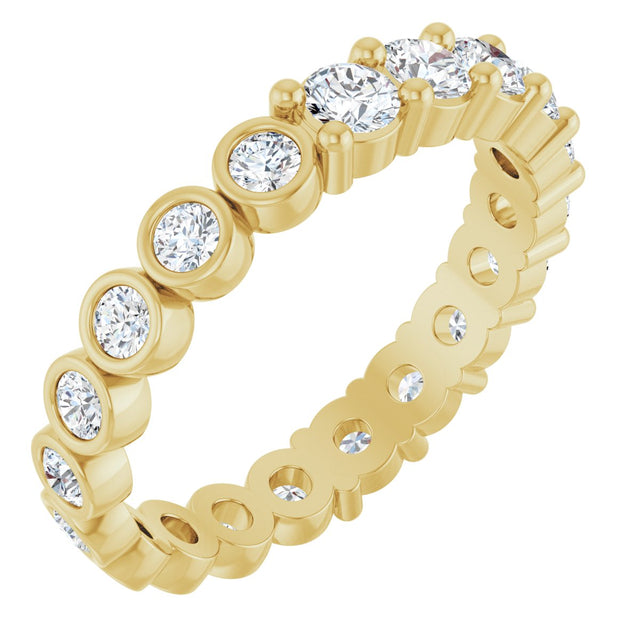 14K Gold Round Natural Diamond Reversible Eternity Band – 3 mm Stones - Yellow Gold