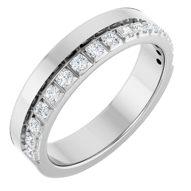 14K Gold Round Lab-Grown Diamond Single Sided Stepped-Edge Anniversary Band – 1.7 mm Stones - White Gold