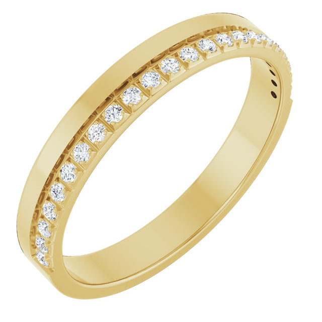 14K Gold Round Natural Diamond Single Sided Stepped-Edge Anniversary Band – 1.7 mm Stones (1/2 CTW) - Yellow Gold
