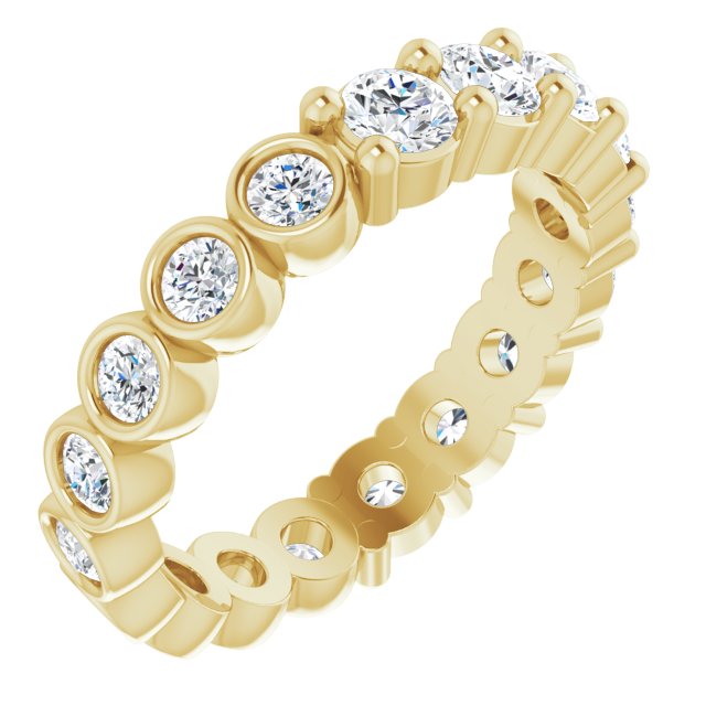 14K Gold Round Natural Diamond Reversible Eternity Band – 3 mm Stones - Yellow Gold