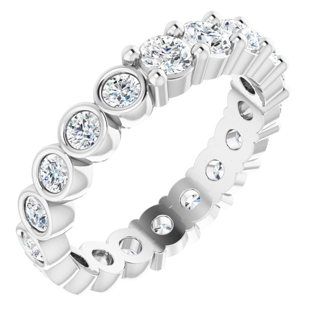 14K Gold Round Natural Diamond Reversible Eternity Band – 3 mm Stones - White Gold