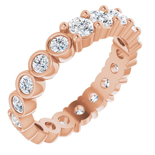 14K Gold Round Natural Diamond Reversible Eternity Band – 3 mm Stones - Rose Gold