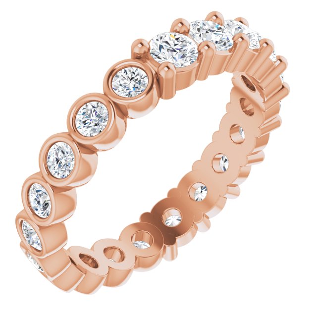 14K Gold Round Natural Diamond Reversible Eternity Band – 3 mm Stones - Rose Gold