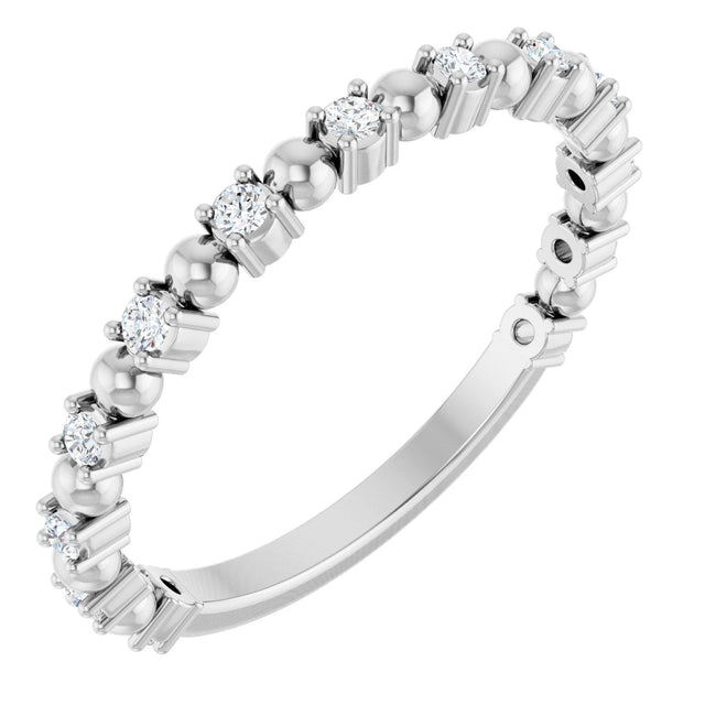 Platinum Round Natural Diamond Beaded Anniversary Band – 1/6–3/4 CTW