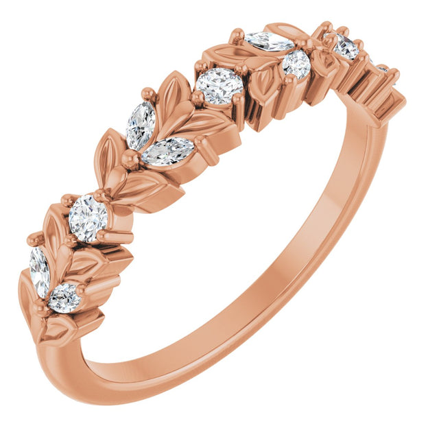14K Gold Marquise Lab-Grown Diamond Anniversary Band – 1/4 CTW - Rose Gold