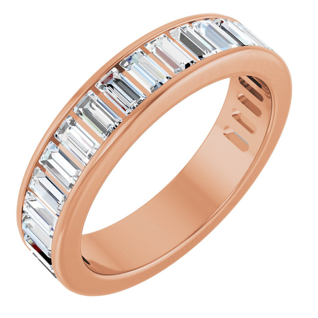 14K Gold Straight Baguette Lab-Grown Diamond Channel-Set Anniversary Band – 3x1.5 mm Stones - Rose Gold