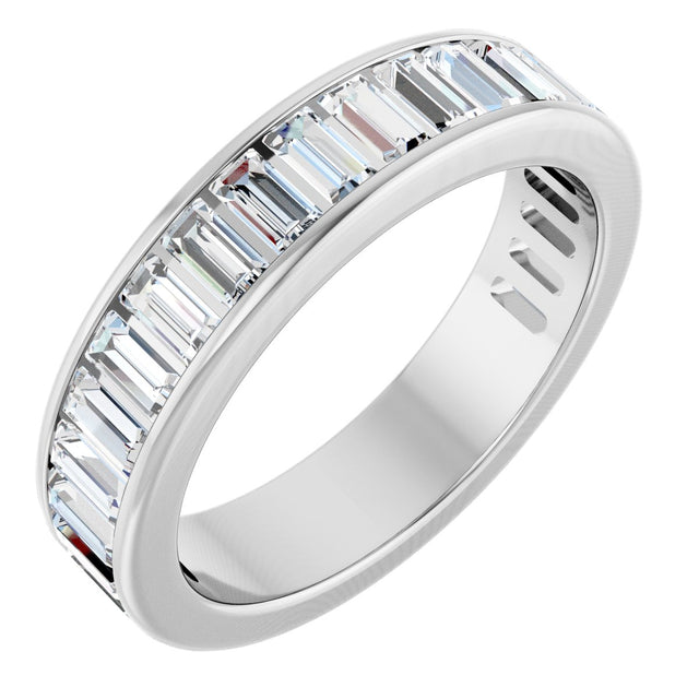 14K Gold Straight Baguette Lab-Grown Diamond Channel-Set Anniversary Band – 3x1.5 mm Stones - White Gold